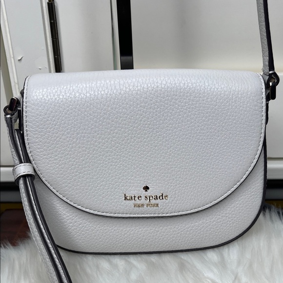 kate spade Handbags - Kate Spade Light Gray Leila Mini Flap Crossbody Leather NWOT $239 Retail